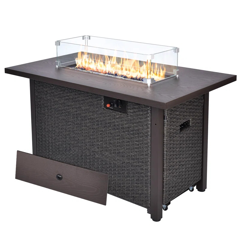 Wade Logan® Bitania Stainless Steel Propane Outdoor Fire Pit Table