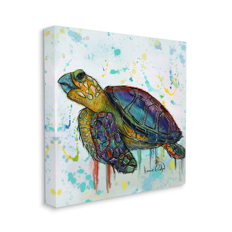 Stupell Industries " Urban Street Style Sea Turtle Paint Drip " by Karrie Evenson Painting Print