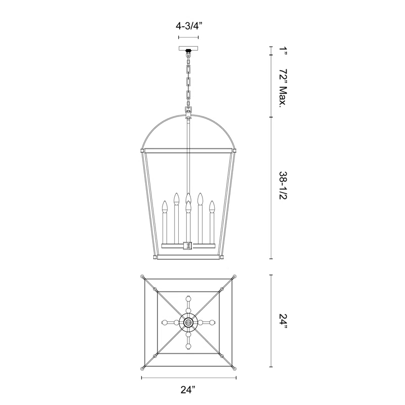 Alora Lighting Manor 8 - Light Lantern Square / Rectangle Chandelier