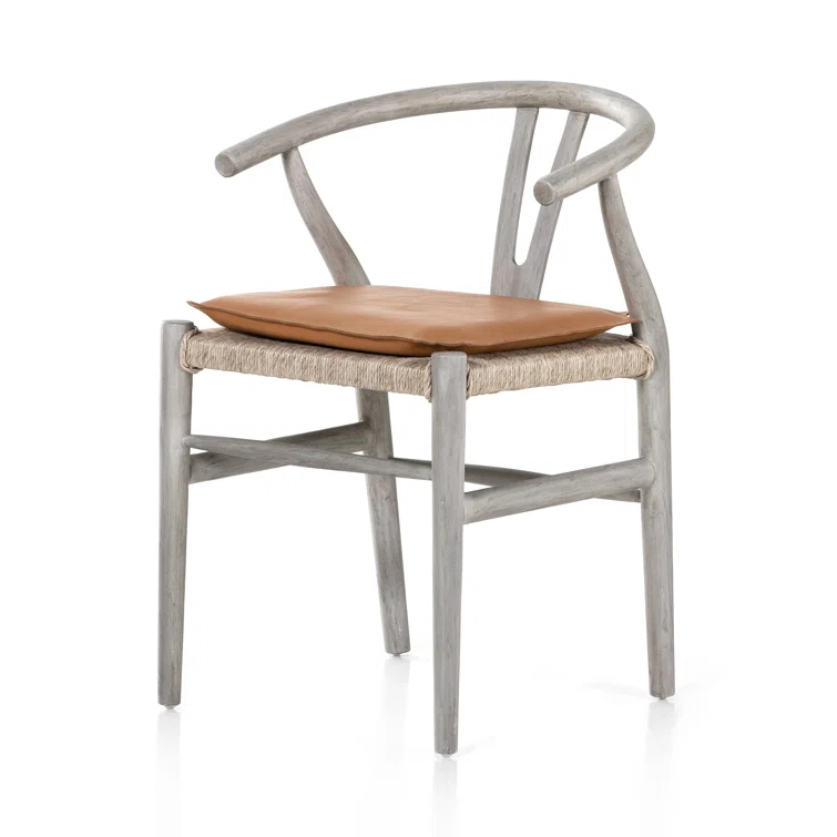 Ivory Natural Wood Wishbone Arm Chair