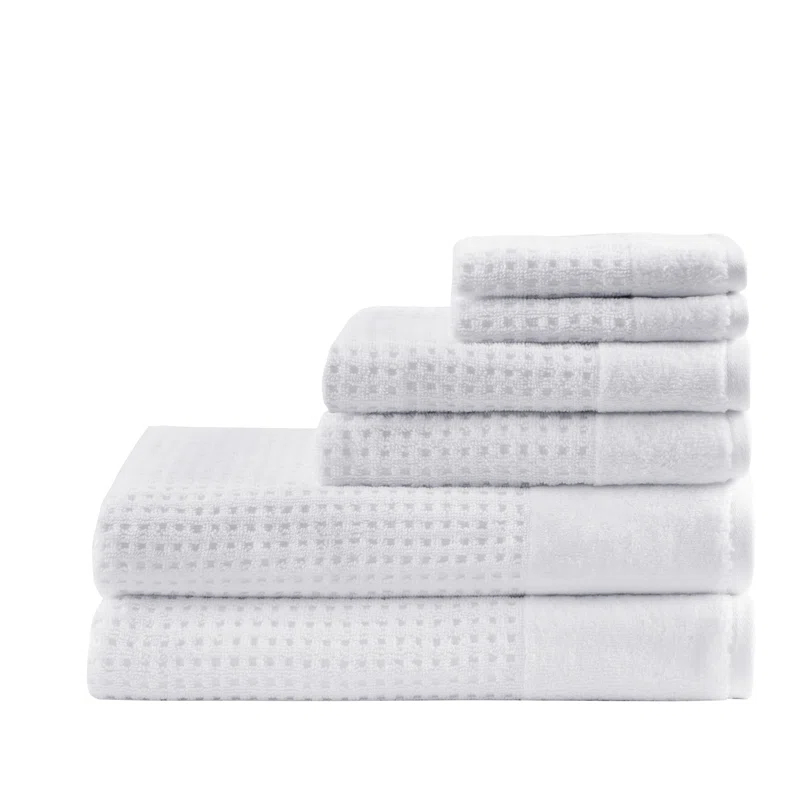 Madison Park Spa Waffle Cotton Jacquard Antimicrobial Bath Towel 6 Piece Set