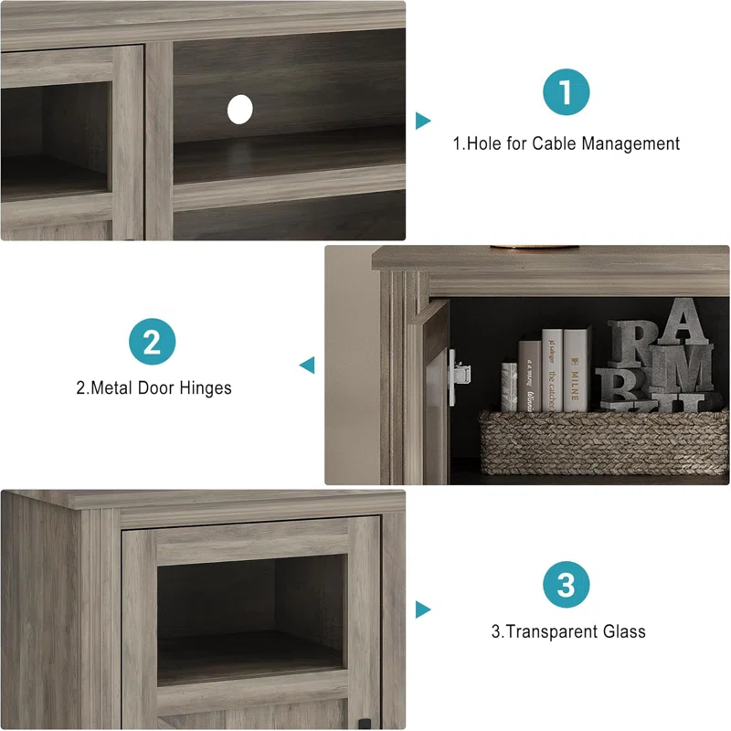 Wrought Studio™ Farmhouse TV Stand With LED Lights, Entertainment Center For 65/60/55 Inches Televisions