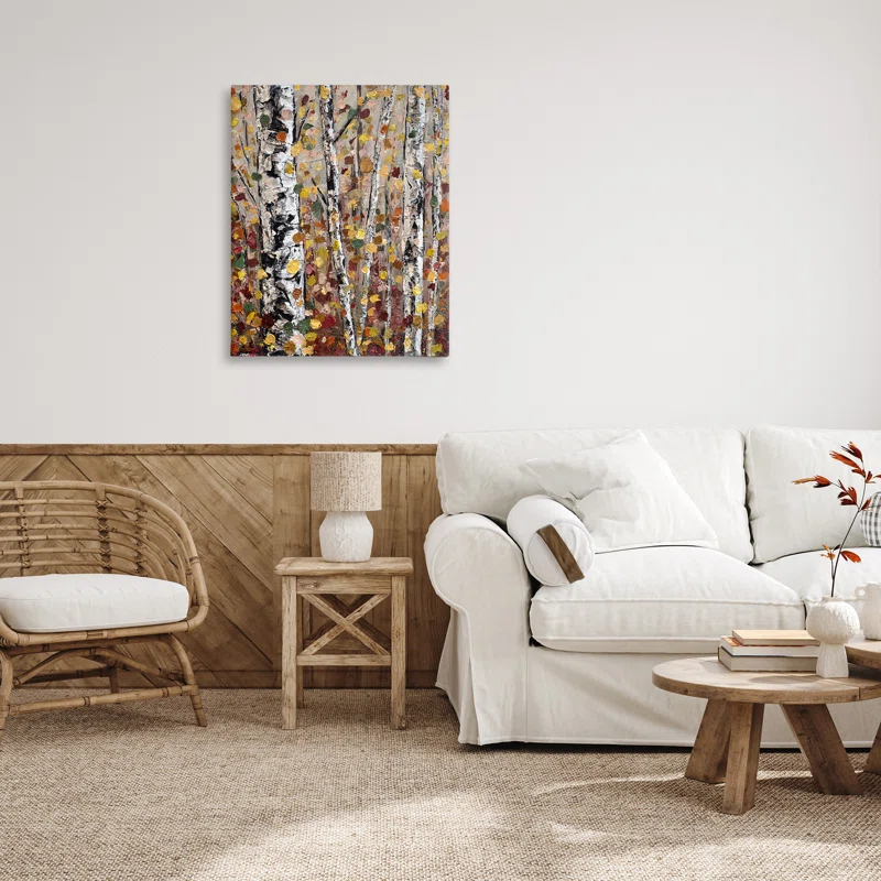 Stupell Industries " Autumn Birch Trees Abstract Leaves " by Jen Seeley Painting Print
