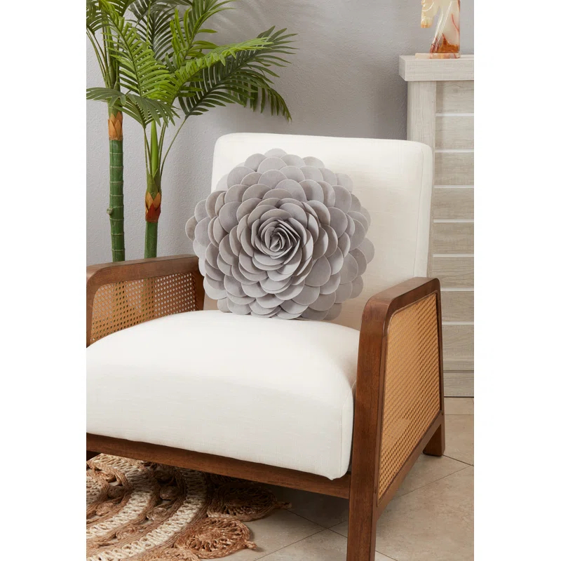 Saro Felt Collection Appliqued Felt Throw Pillow