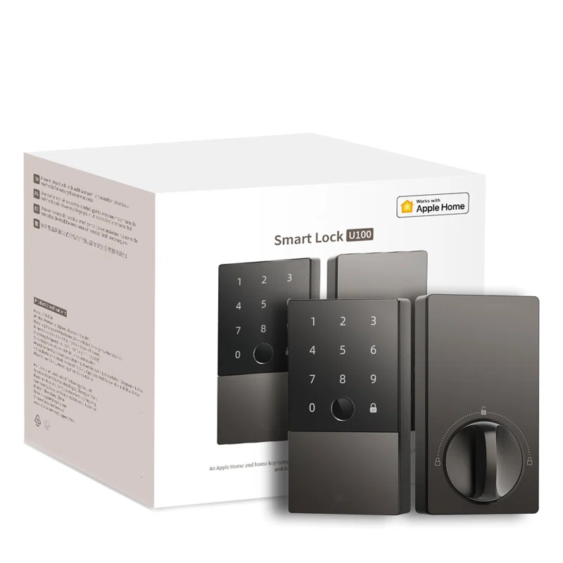 MODERN WALLS LLC Smart Lock U100, Fingerprint Keyless Entry Door Lock With Apple Home Key, Touchscreen Keypad, Bluetooth Electronic Deadbolt, IP65 Weatherproof, Supports Apple Homekit, Alexa, Google, IFTTT
