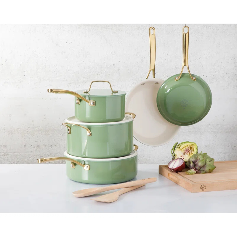 Martha Stewart Galway 10 Piece Aluminum Cookware Set w/Alum Lid