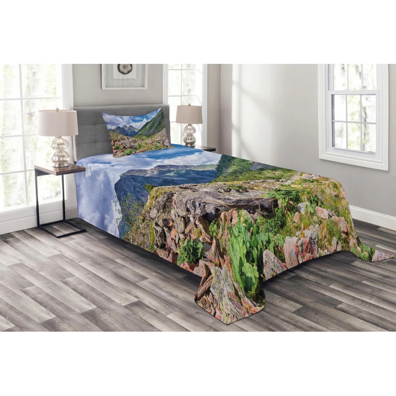 Ambesonne Landscape Rustic Coverlet Set