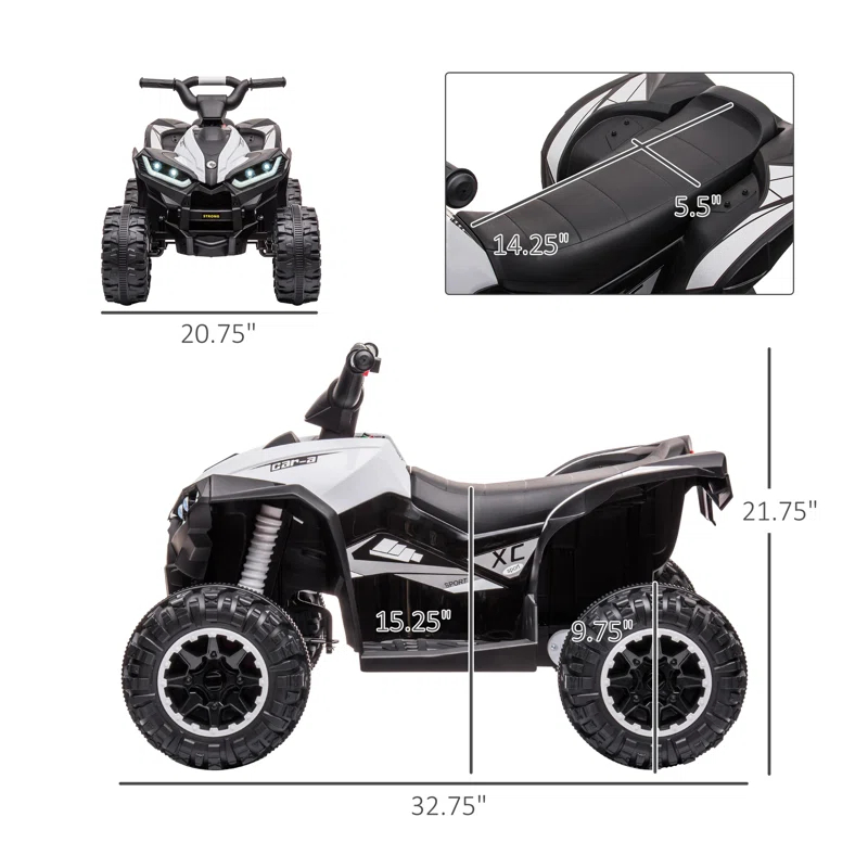 Aosom 12 Volt 1 Seater All-Terrain Vehicles Battery Powered Ride On