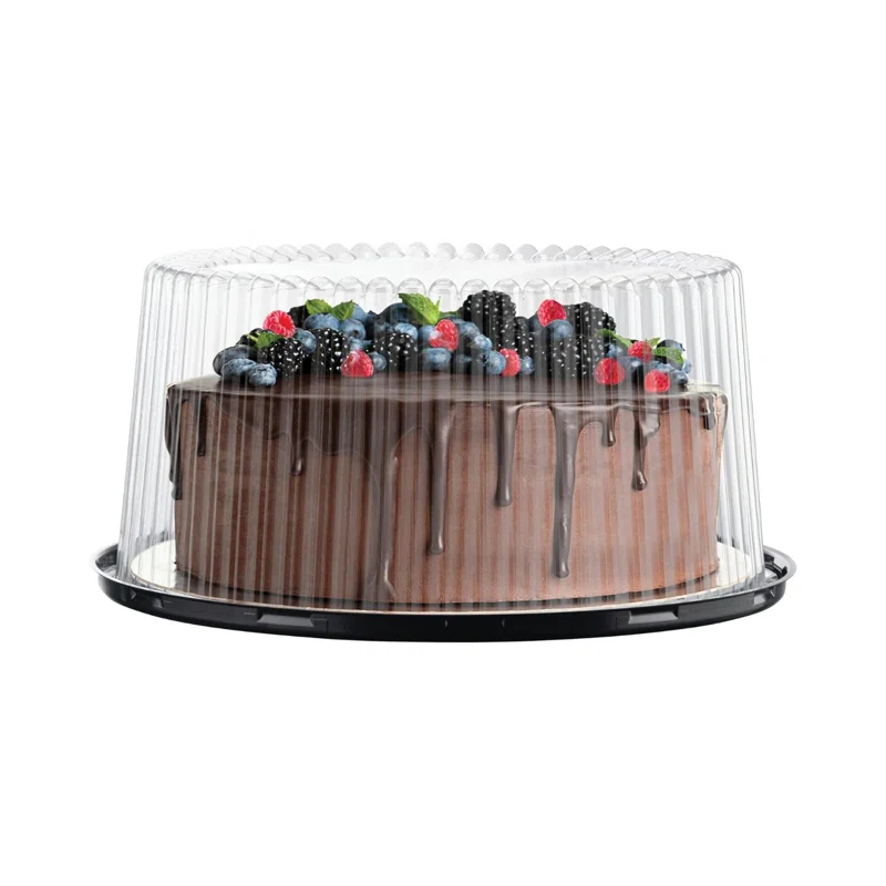 10-11" Plastic Disposable Cake Containers Carriers With Dome Lids And Cake Boards | 3 Round Cake Carriers For Transport | Clear Bundt Cake Boxes/Cover | 2-3 Layer Cake Holder Display Containers
