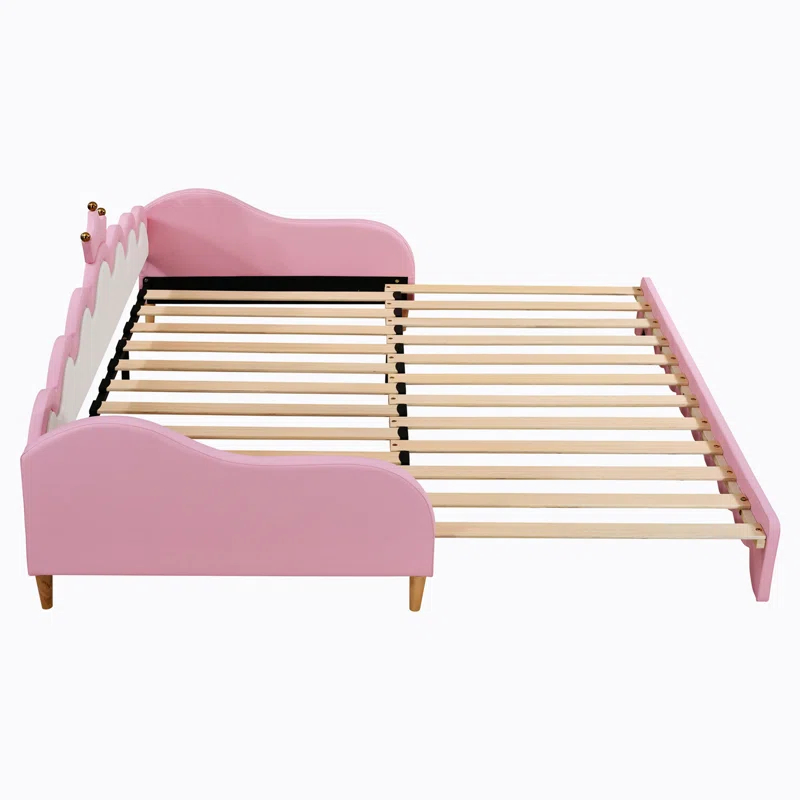 Twin Extending Daybed with LED Lights, Modern Upholstered Princess Daybed