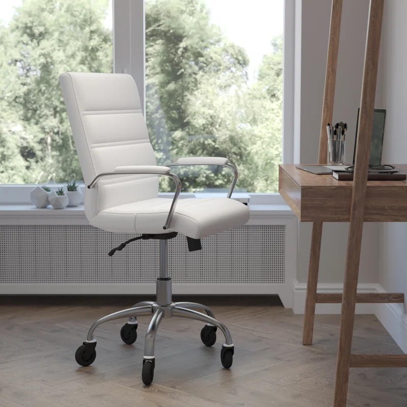 Flash Furniture Mid-Back Executive Swivel Office Chair with Arms, and Transparent Roller Wheels