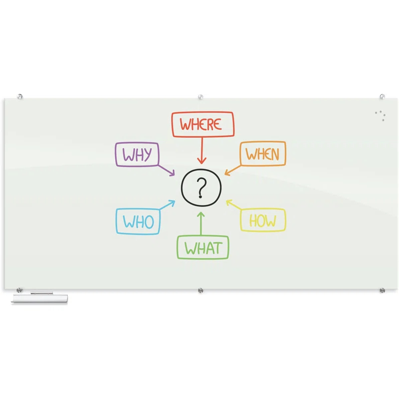 MooreCo Visionary Magnetic Wall Mounted Glass Dry Erase Board