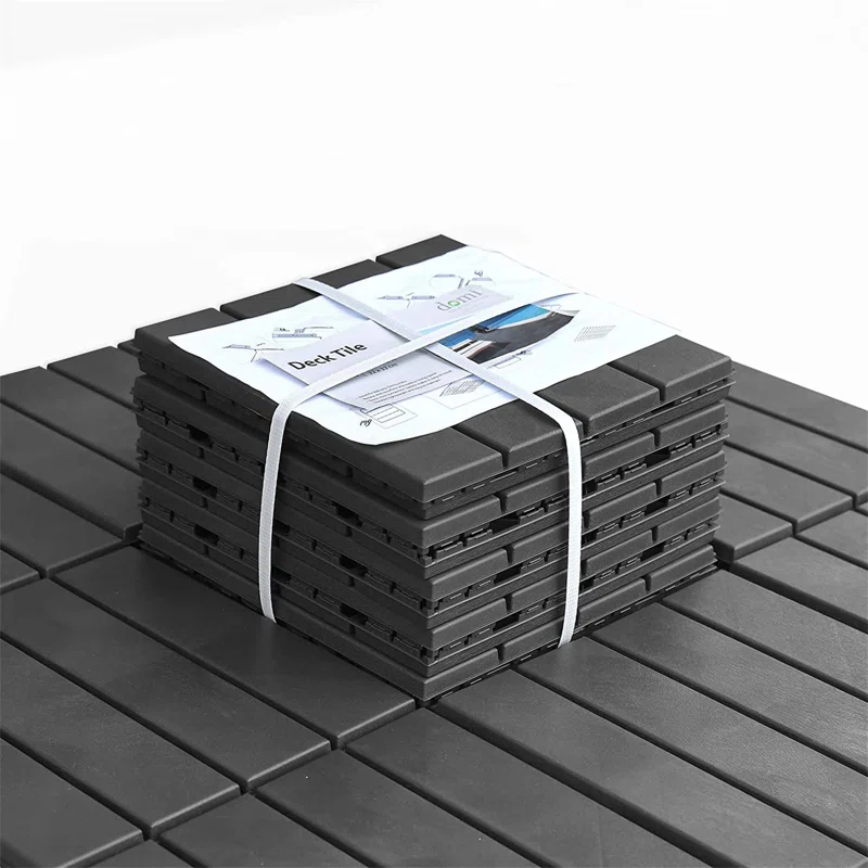 Impact Outdoor Patio Interlocking Deck Tiles,12"X12" Square Composite Decking Tiles,Four Slat Plastic Outdoor Flooring Tile All Weather For Balcony Porch Backyard,(Pack Of 9)