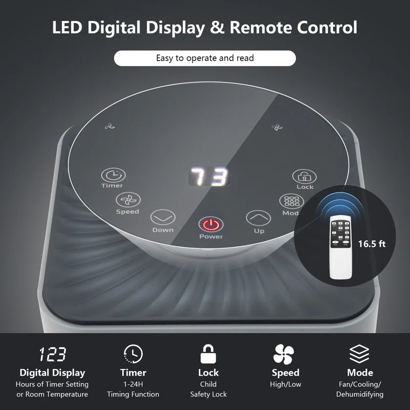 Costway Costway 8000 BTU Portable Air Conditioner for 230 Square Feet with Remote Included