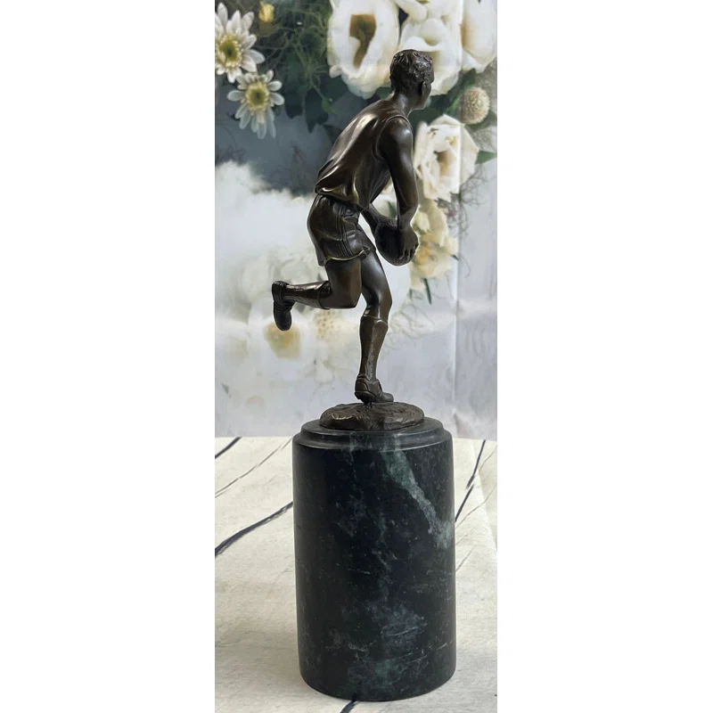 Red Barrel Studio® Bronze Statue Union League Rugby Football Player Trophy Sport Figurine Figure