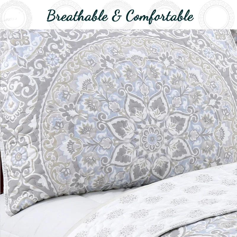 Cozy Line Home Fashion Damask Quilt Set