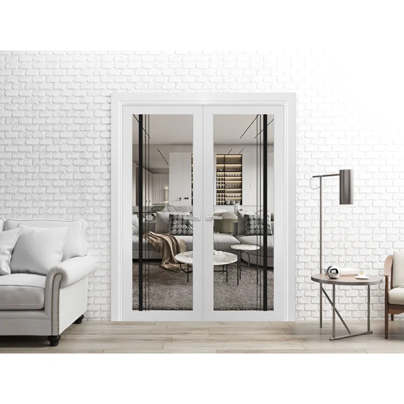 2566 Solid + Manufactured Wood Paneled French Doors
