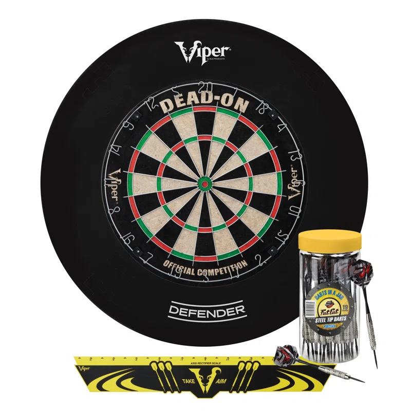 Viper Viper Dead-On Sisal Dartboard, Defender Dart Surround, Jar Of 20 Darts And Viper Edge Throwline