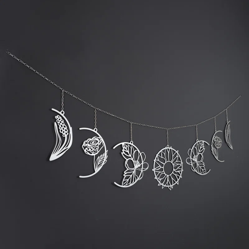 Floral Moon Phases Metal Wall Decor