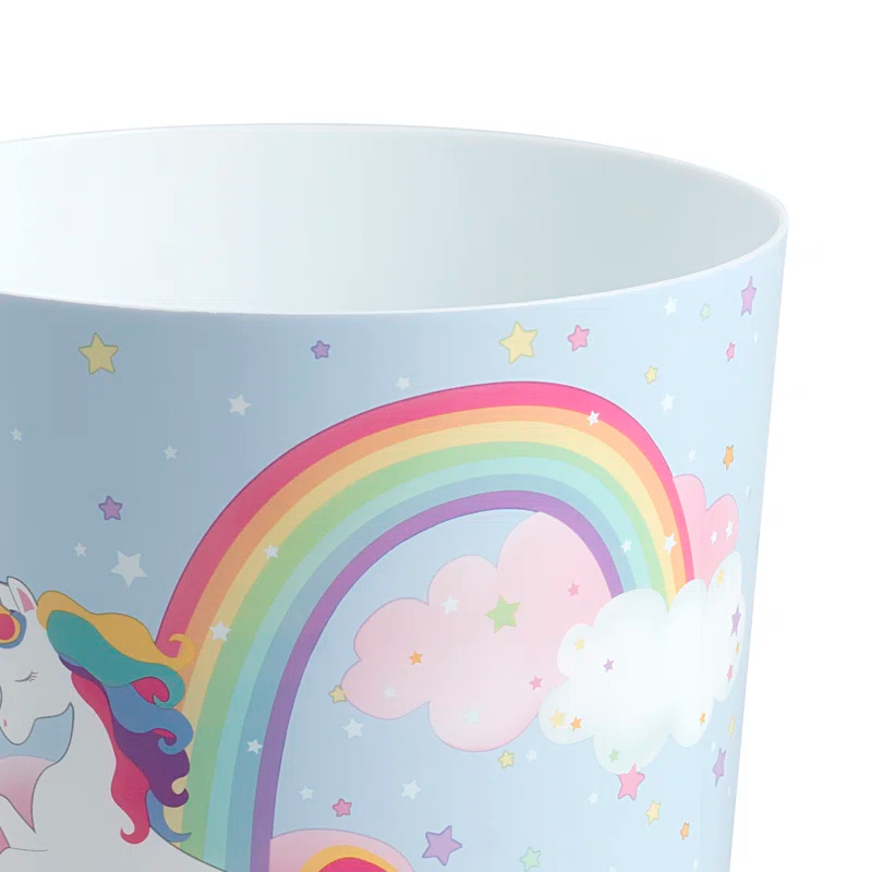 Zoomie Kids Unicorn And Rainbow Plastic Open Waste Basket - 1.56 Gallons