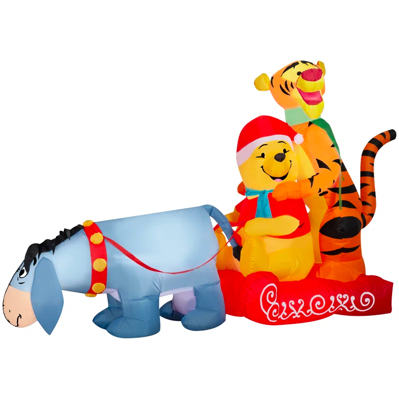 Gemmy Industries Christmas Inflatable Winnie the Pooh in Sledding Scene with Pooh, Eeyore and Tigger