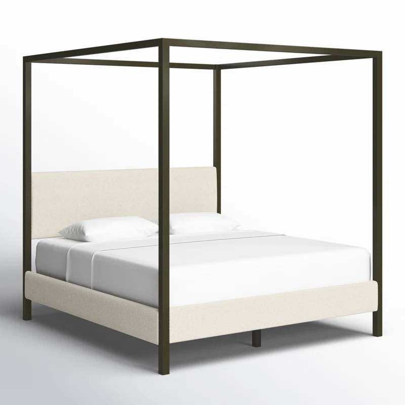 Joss & Main Sybill Vanilla Upholstered Canopy Bed