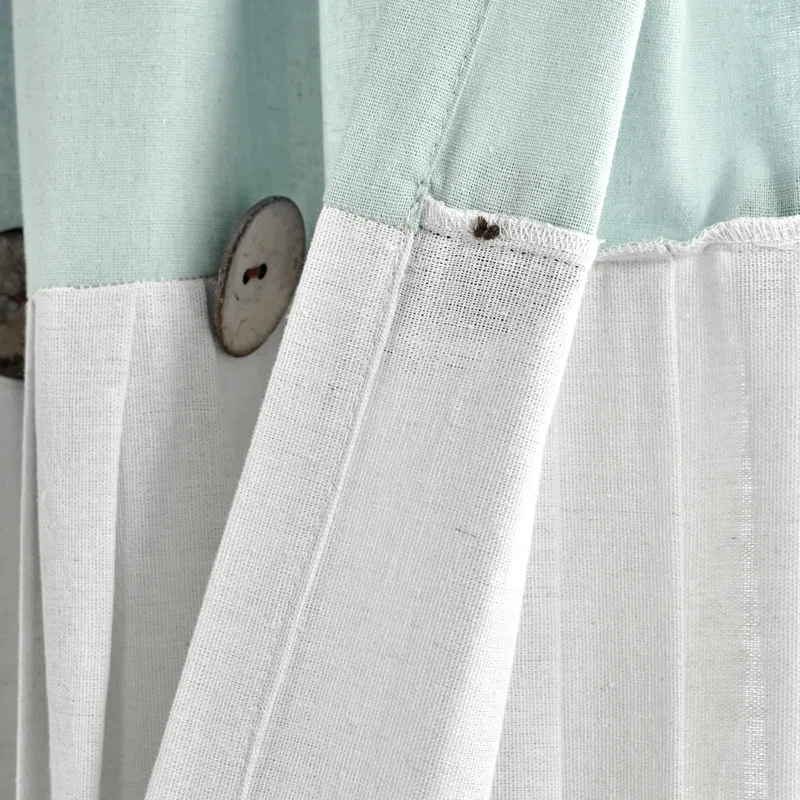 Lush Decor Linen Button Cotton Blend Tailored 29'' W Cafe Curtain (Set of 2)