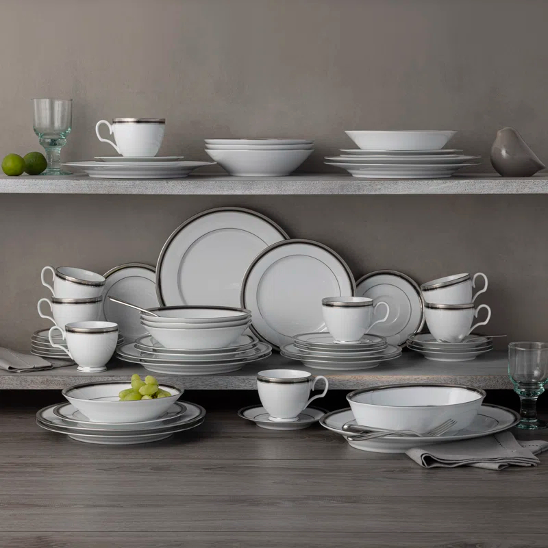 Noritake Noritake Austin Platinum 50-Piece Dinnerware Set, Service for 8