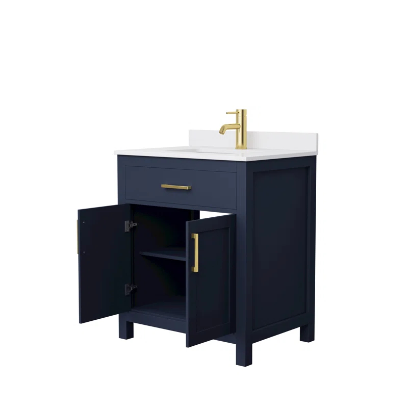Wyndham Collection Beckett 30" Freestanding Single Bathroom Vanity with Cultured Marble Top