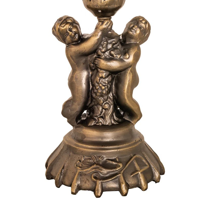 Meyda 11083 13 in. Amber and Purple Cherub Pond Lily Mini Lamp