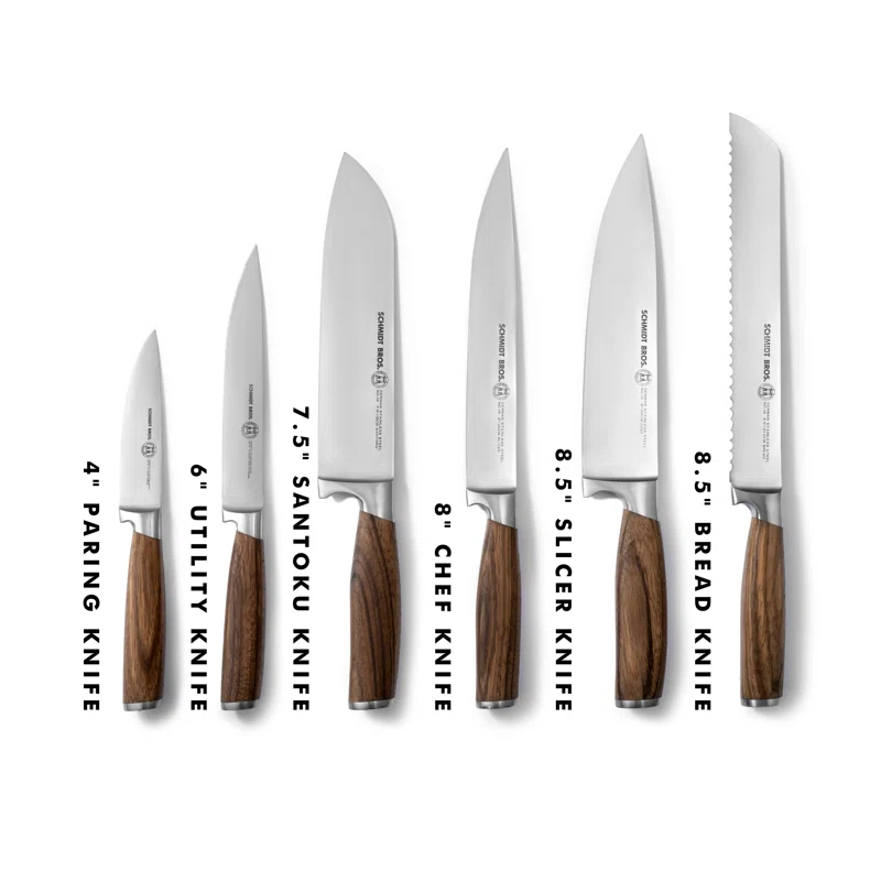 Schmidt Brothers Cutlery Zebra Wood 7-Piece Knife Block Set