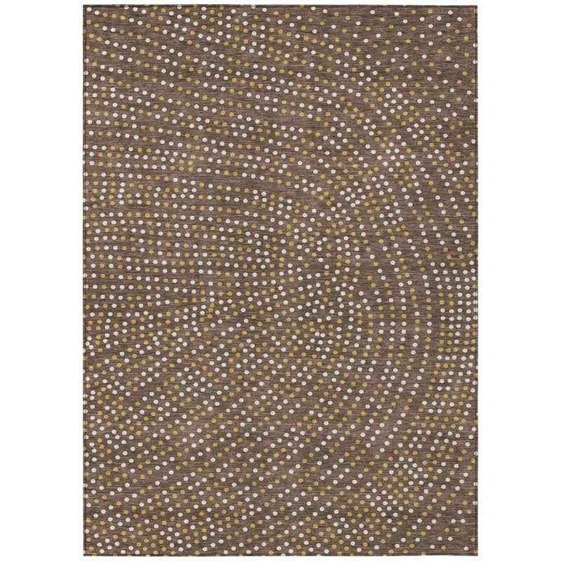 Machine Washable Indoor/Outdoor Chayden ACN1021 Brown 9' x 12' Rug