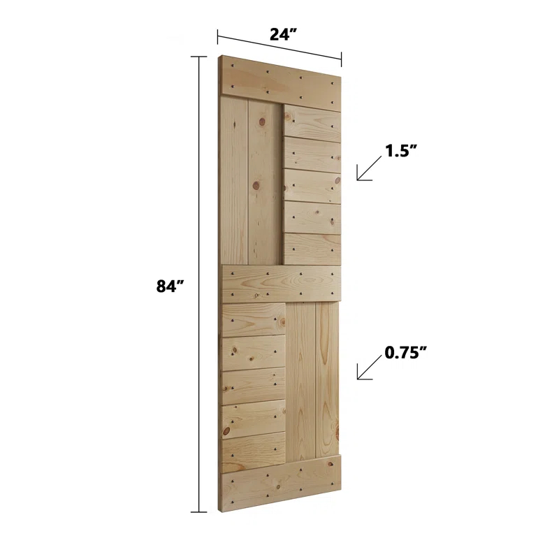 Coast Sequoia 84'' Solid Wood Paneled with Installation Hardware Kit Barn Door
