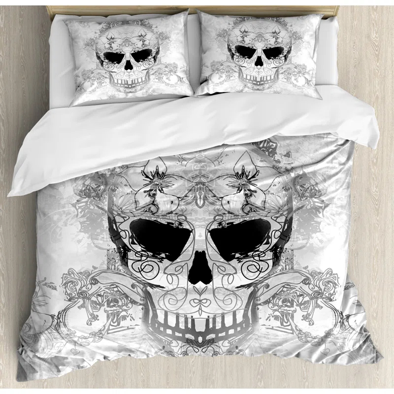 Ambesonne Gray Microfiber Duvet Cover Set