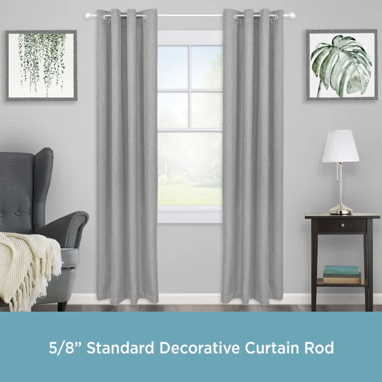 Kenney MUSA Mae 5/8" Standard Decorative Curtain Rod Adjustable 0.63" Single Curtain Rod