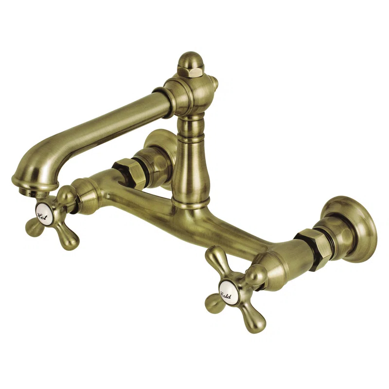 Kingston Brass KS7243AX Kingston Brass English Country Two-Handle 2-Hole Wall Mount Bathroom Faucet