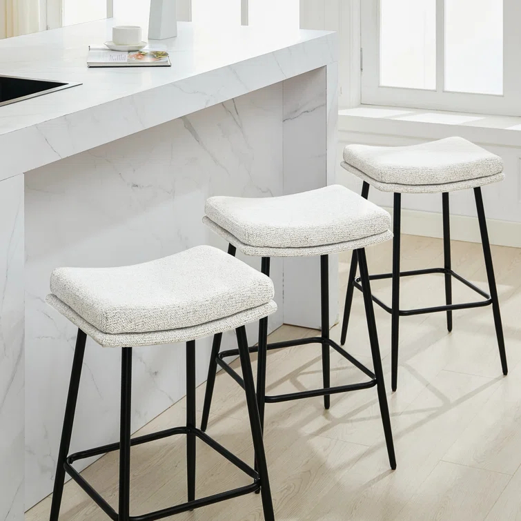 George Oliver Upholstered 26" Backless Saddle Barstools