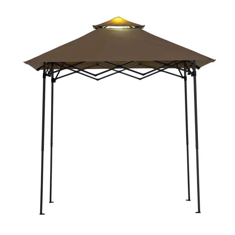 Sunjoy SUNJOY 8' x 5'  Pop up Grill Gazebo Double Tiered Outdoor Gazebo Standing-Height Canopy with Magnetic LED Light, Adjustable Ceiling Height, for BBQ,Picnics, Outdoor Events