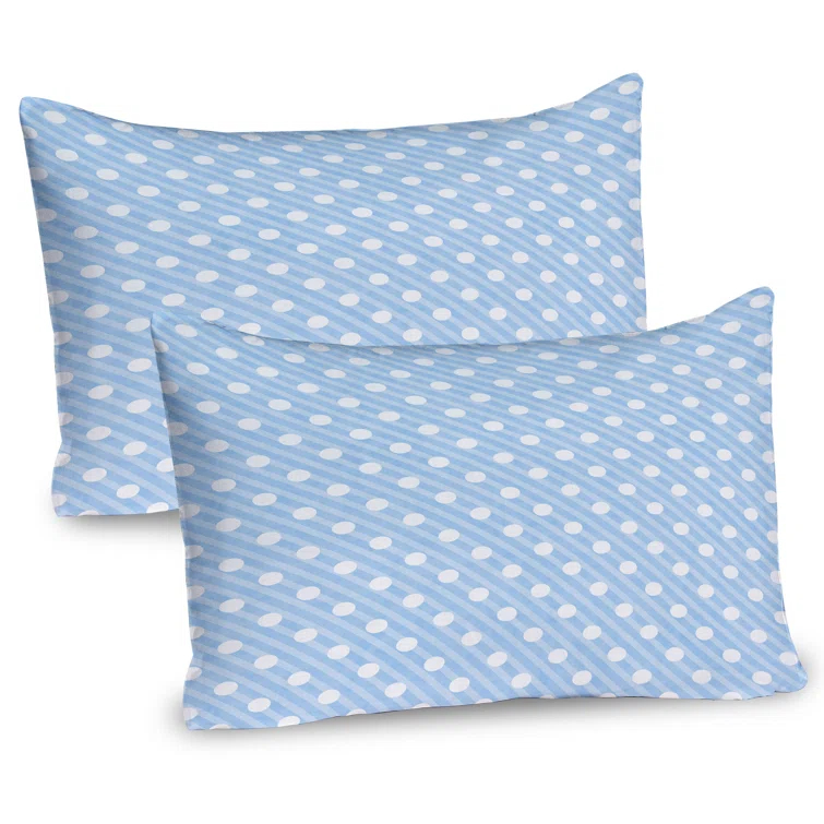 Ambesonne Ambesonne White Pillow Sham 2 Pack Retro Nostalgic Polka Dot Pale Blue
