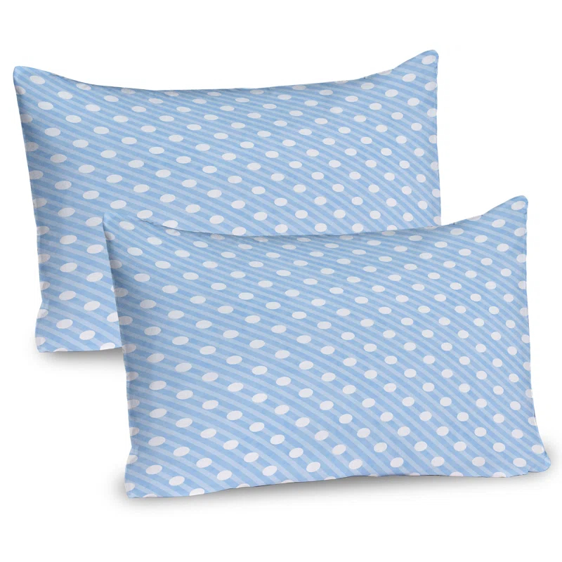 Ambesonne Ambesonne White Pillow Sham 2 Pack Retro Nostalgic Polka Dot Pale Blue