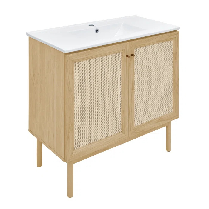 Swiss Madison SM-BV663 Classe 36" Freestanding Bathroom Vanity in Golden Oak with Sink Top