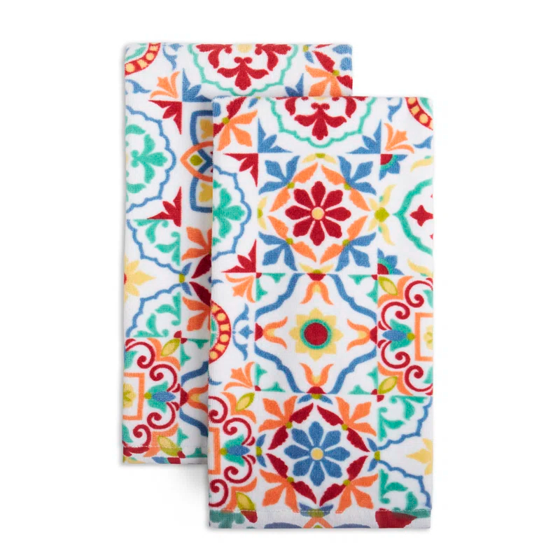 Fiesta Fiesta Worn Tiles Kitchen Towels Set (Set of 2)