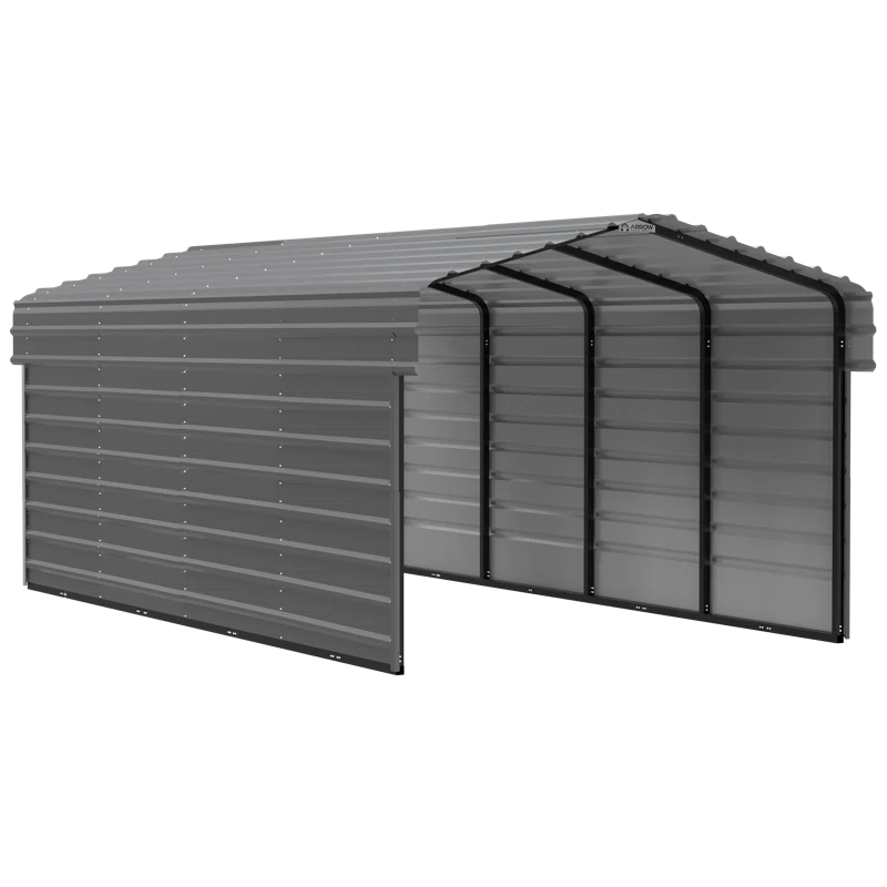 Arrow 10 ft Eggshell Carport with 2-sided Enclosure
