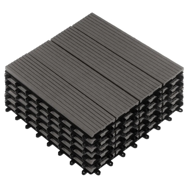 Pure Garden Deck Tiles - 6-Pack Wood Plastic Composite Interlocking Patio Tiles - 5.8SQFT Outdoor Flooring for Balcony, Porch, and Garage by Pure Garden