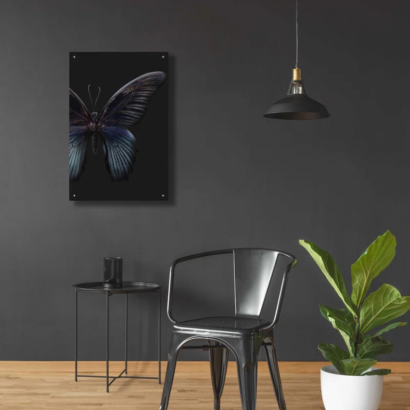 Latitude Run® " Black Butterfly On Grey " by Design Fabrikken