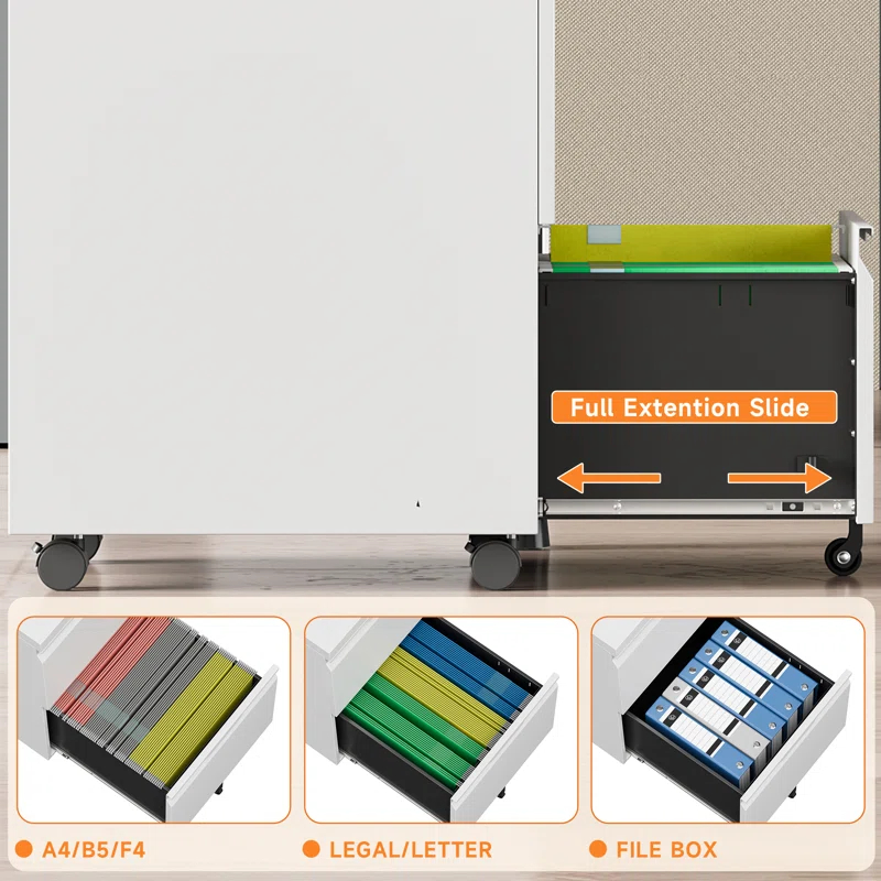 COOLSUN 14.6'' Wide 2-Drawer Mobile Steel File Cabinet