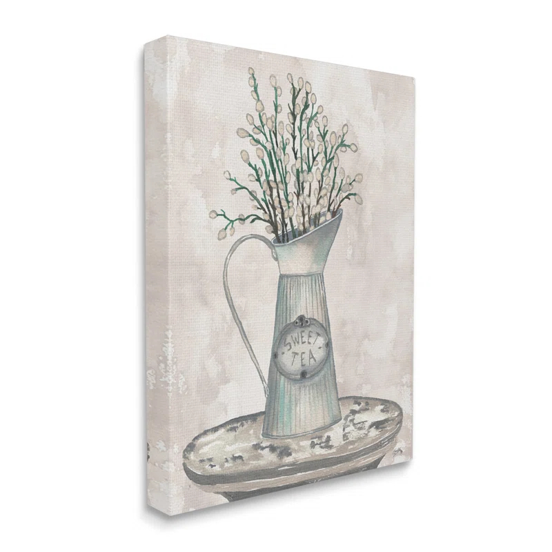Stupell Industries " Pussy Willow Botanicals Sweet Tea Country Jar " by Elizabeth Medley