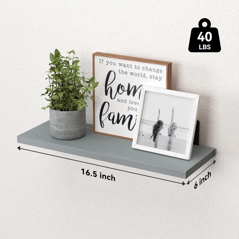 6-Pack Floating Wall Shelves, 16.5 Inch Rustic Farmhouse Wall Storage For Bathroom, Bedroom, And Living Room