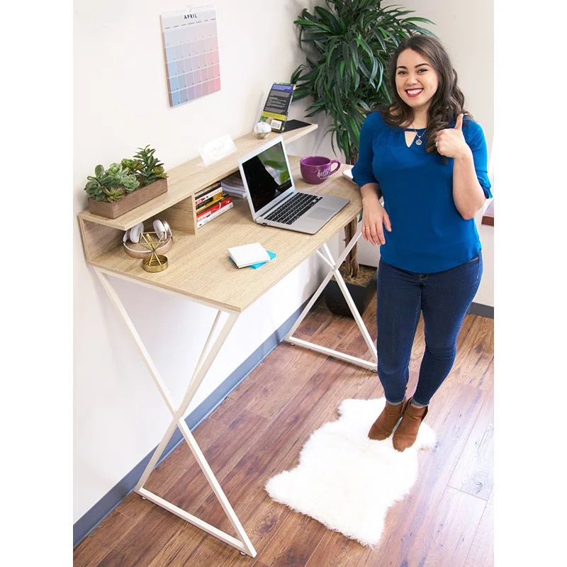 Stand Steady Solid Wood Top Metal Base Standing Desk