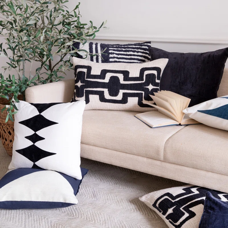 Geometric Handmade Cotton Wool Blend Decorative Throw Pillow